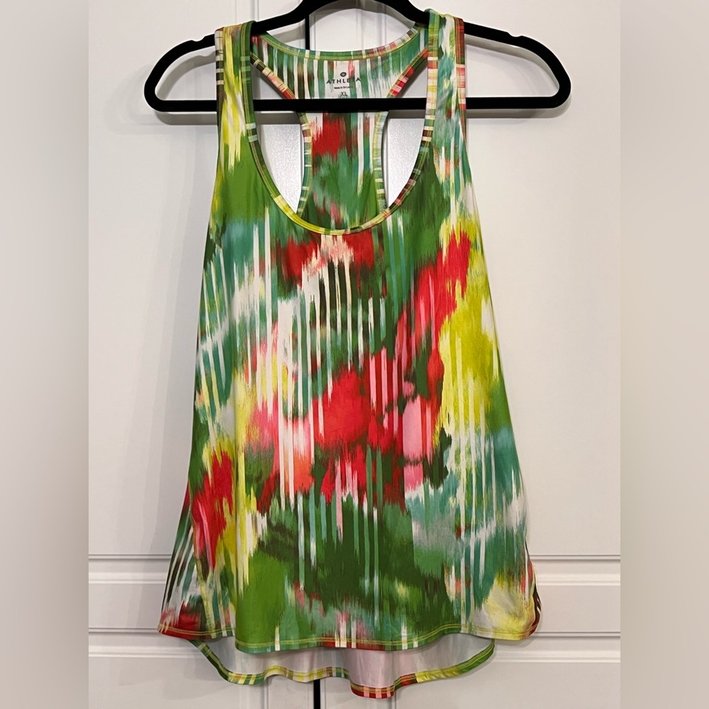 Athleta Wailea Chi Multi Colored Racerback Lightweight Tank, Size XL